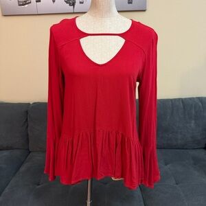 🏷️ 3 for $10 - Mossimo Red Keyhole Bell Sleeve Top